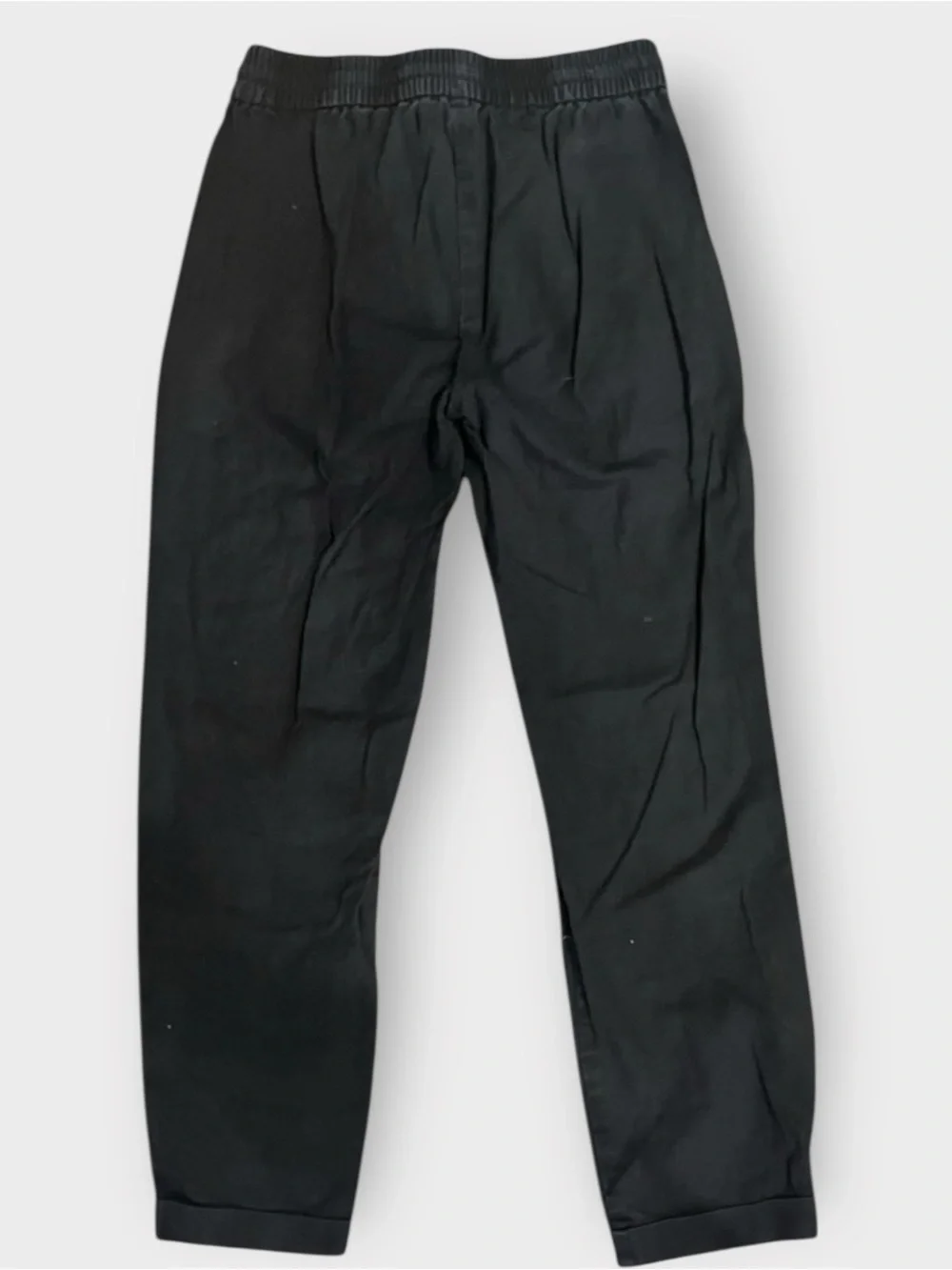 J.Crew Black Linen Blend Pull-On Tie Waist Pants 00 Elastic Waist Tapered Cuffed
